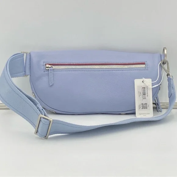 Hammitt Charles Medium Leather Belt Bag Fanny Pack Periwinkle Haze & Sil… - Picture 9 of 12